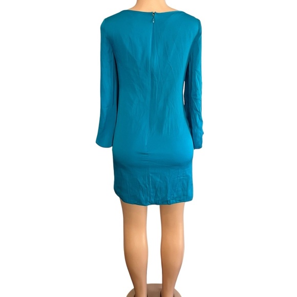 MILLY Aqua Stretch Silk Flutter Sleeve Butterfly Mini Dress - Picture 4 of 10